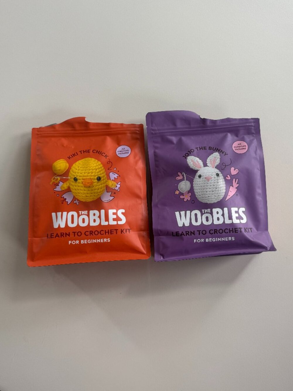 The Woobles Crochet Kit Bundle Kiki Chick and Jojo Bunny Beginner NWOT